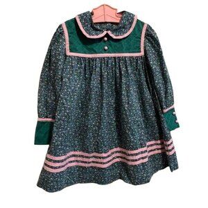 Vintage Girls Floral Peter Pan Collar Prairie Cottagecore Dress USA 5